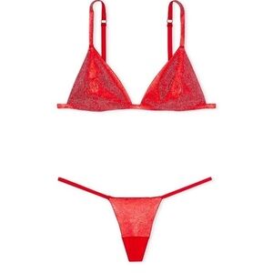 Victoria's Secret Very Sexy Shine Triangle Bralette and V String Panty Set